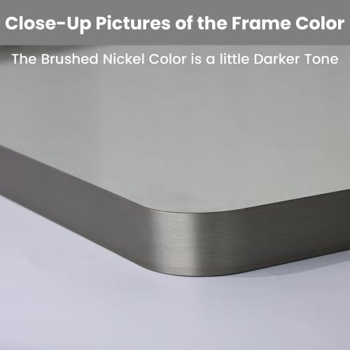 LOAAO 24X36 Inch Brushed Nickel Bathroom Mirror, Rounded Rectangle Silver Metal Frame Mirror, Brushed Nickel, Anti-Rust, Hangs Horizontally or Vertically