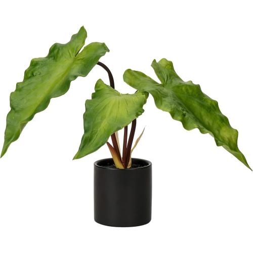 2 PCS...Hollyone Fake Potted Plants Artificial Plants Indoor 11 Faux Plants Caladium Plant in Black Ceramic Pots for Home Decor Office Desk Bathroom Bedroom Greenery Decoration