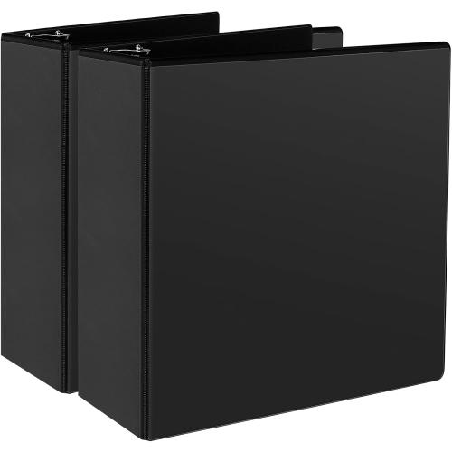 3 3 Ring Binder, Standard 3-Inch Slant-D Ring Binder Fit Letter Size Paper, Presentation View Binders, 2 Packs, Black