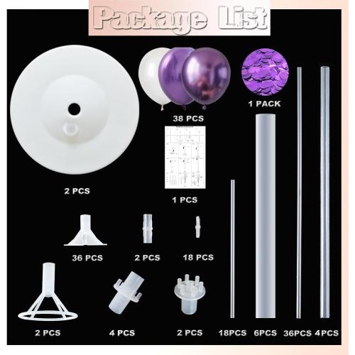 Balloon Column Kit Set of 2 With Balloons Included - with Base, and Pole,Balloon Tower Backdrop Decoration for Wedding, Baby Shower, Birthday Party, or Bachelorette Parties (Metallic purple)