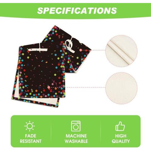 Artoid Mode Polka Dot Black Happy Birthday Table Runner, Seasonal Kitchen Dining Table Decoration for Home Party Decor 13x72 Inch