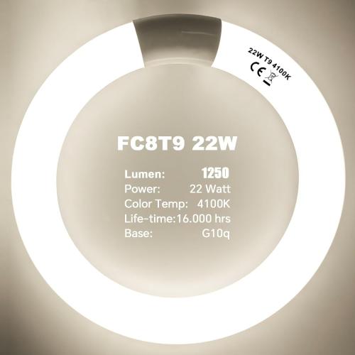 FC8T9/CW 22W and FC12T9/CW 32W Cool White Set, 8 inch T9 22 Watts Circular Light Bulbs, 12 inch 32 Watts Circline Fluorescent Bulb Round Ring Bulb CRI 80, G10q Prong
