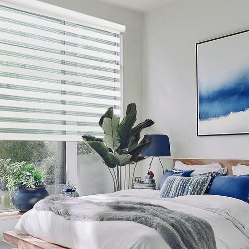 Shadesu Cordless Zebra Blinds for Windows, 31 W x 72 H, White, Dual Layer Free-Stop Zebra Shades, Light Control for Day and Night, Sheer Blinds for Indoor Windows, Bedroom, Kitchen