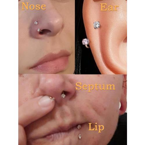MODRSA Nose Rings 20g Nose Rings Hoops Nose Studs Nose Rings for Women Surgical Steel Nose Hoops 20 Gauge Nose Screw Nose Piercing Jewelry Silver Rose Gold
