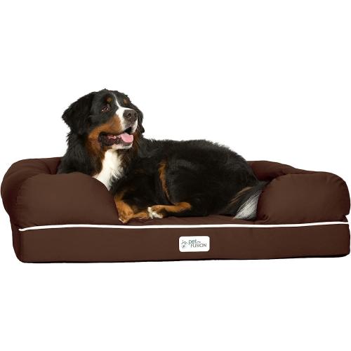 Size XL 44x34 Color brown PetFusion Ultimate Dog Bed, Orthopedic Memory Foam, Multiple Sizes/Colors, Medium Firmness Pillow, Waterproof Liner, YKK Zippers, Breathable 35% Cotton Cover,1yr. Warranty,Brown, X-Large (44x34)