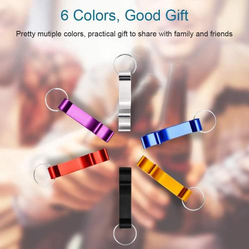 6PCS Colorful Key Chain Beer Bottle Openers for Bar and Home, 6 Color | Small, Practical, Easy to Carry, Open the Lids Easily, Beverage Bottle Opener Keychain for Men, Women, Made of Premium Metal