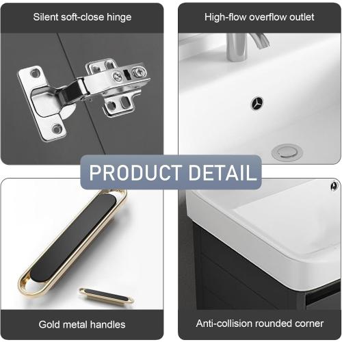 Grey and Gold wall-Mounted Compact 20-inch Bathroom mini Vanity Table,Designed specifically for Small Bathroom washbasins in Tight Spaces