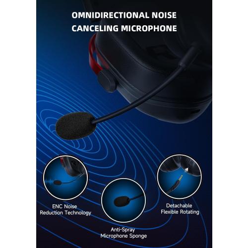 Gonbouyoku Wireless Gaming Headset, 2.4GHz USB Gaming Headphones for PS5, PS4, PC, Fortnite, Switch, Mac with Bluetooth 5.3, 60H Battery, ENC Noise Canceling Microphone, Gamer Headphones, Red