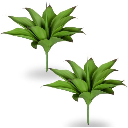 Artificial Agave Plants, UV Resistant Fake Agave Planters for Indoor and Outdoor Decorating Artificial Plants for Outdoors Fake Plants (2Pack, 12.6) Green