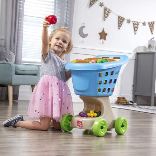 Step2 Little Helper's Shopping Cart for Kids, Play Grocery Cart, Made of Durable Plastic, for Toddlers 2  Years Old, Blue