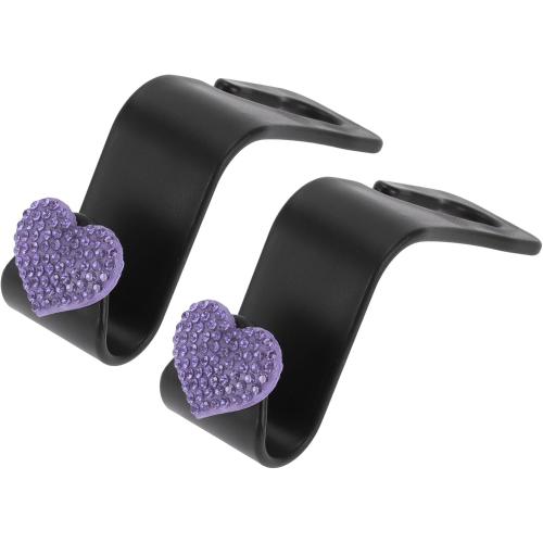 Car Seat Headrest Hook Interior Accessories for Most Car, SUV, Truck Car Seat Back Organizer Hooks Plastic Rhinestone Sturdy Purple 2.4x1.26