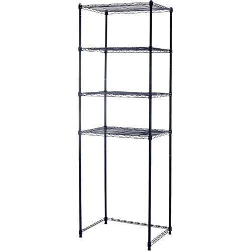 4 Tier Mini Fridge Shelf Adjustable Height Storage Shelf Metal Storage Rack Mini Fridge and Microwave Stand for Dorm, Kitchen, Office, Black