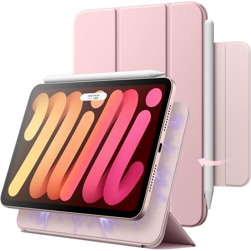 JETech Magnetic Case for iPad mini (A17 Pro, 2024 Model, 7th Generation) / mini 6 (2021 Model, 6th Generation), Magnetic Attachment, Slim Smart Tablet Cover with Auto Wake/Sleep (Pink)