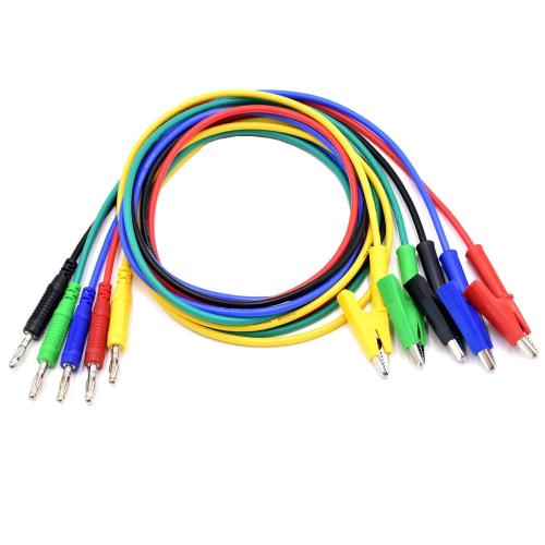 2  piece 14AWG Heavy Duty Test Leads 4mm Banana Plugs to Alligator Clips Flexible Cable Wire Set for Multimeter Electrical Testing 5 Colors 3 Feet