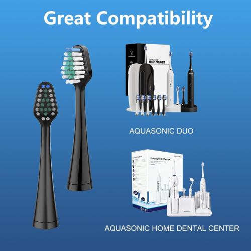 Replacement Toothbrush Heads for Waterpik Complete Care 5.0/9.0, and Compatible with AquaSonic Duo and Home Dental Center Electric Toothbruh, 5 Count(Pack of 1), Black