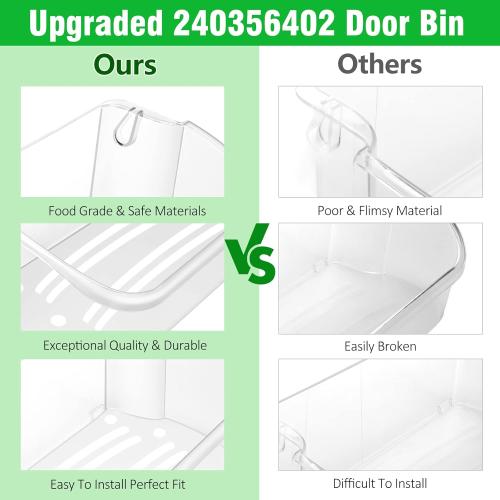2 Pack UPGRADE 240356402 Refrigerator Door Bin Replacement Part, Compatible Frigidaire Refrigerator Door Shelf LFSS2612TF0 FGUS2642LF2 LGUS2642LF1 LFSS2612TE0 AP2549958 FGHS2631PF4A Door Shelves