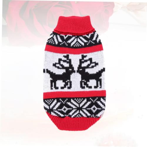 Milisten Adorable Pet Christmas Elk Sweater Dog Turtleneck Sweater Festive Knitted Dog Pajamas Winter Warm Pet Outfit Size m 2 pk