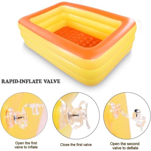 Inflatable Family Swim Play Center Pool, 82 x 56 x 25 Giant Blow Up Pool Summer Water Fun with Inflatable Soft Floor for Family, Garden, Outdoor, Backyard (Orange)