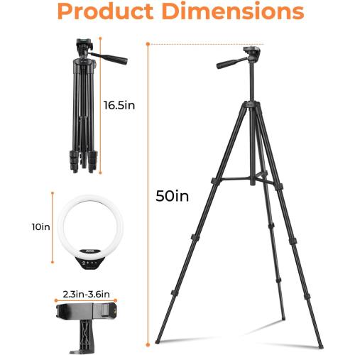 Sensyne Ring Light with Stand, 50 Phone Tripod for iPhone & Android, LED Ring Light with Remote, 3 Color Modes & 10 Brightness Levels for TikTok, Zoom & Video Recording