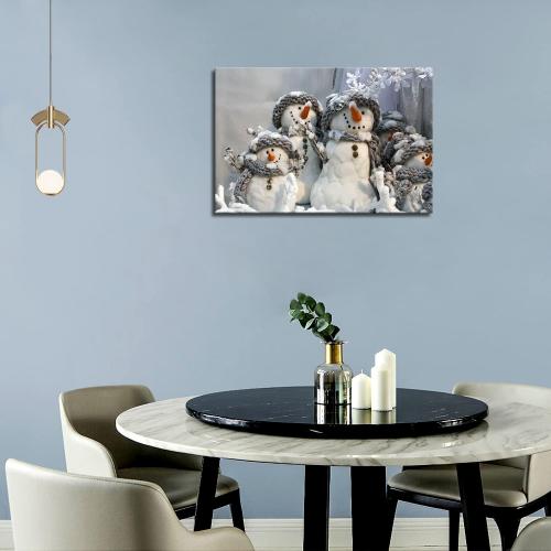Christmas Wall Art Four Lovely Snowman Wall Art Winter Wall Painting Pictures Print On Canvas Art Picture for Living Room Home Modern Decoration