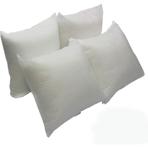 Mybecca 4 Pack Premium Hypoallergenic Stuffer Pillow Insert Sham Square Form Polyester, Standard/White 16 X 16