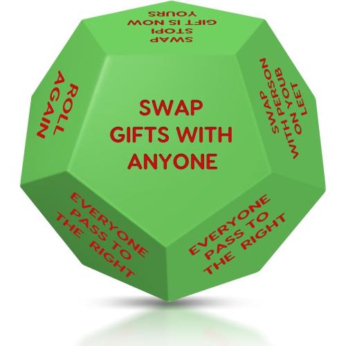 Santa Swap Gift Exchange Dice, 3 * 3in Exchange Gifts Family Game, Christmas Stocking Stuffers Gift Exchange Dice Games for Friends for Xmas, Birthday, Party and Family Night, Holiday