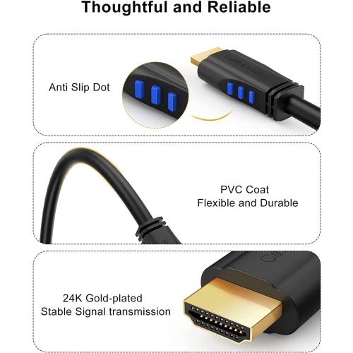 CableCreation 3ft 4K HDMI Cable - Right Angle 90 Degree, Male to Male Cable for Ultra HD 4K@60Hz, 3D Video - 2-Year Warranty