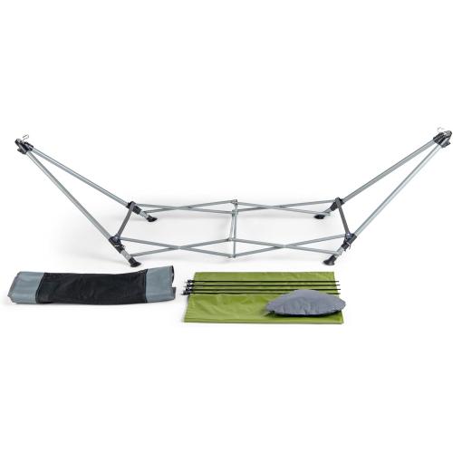 Lucania Portable Hammock with Stand and Canopy - Foldable Freestanding Heavy Duty Hammock for Indoor, Outdoor, Camping, Patio & Backyard (290 lbs Capacity)