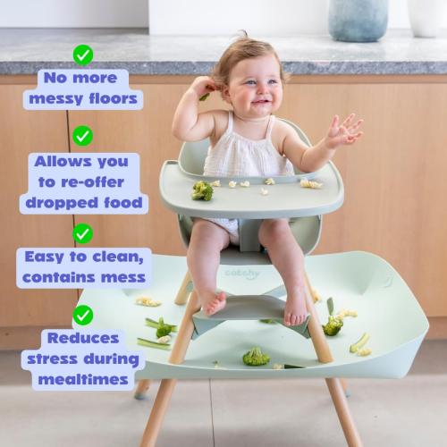 CATCHY -Food Catcher- Compatible with Lalo The Chair High Chair  11 Other High Chairs - Baby & Toddler Food & Mess Catcher -Premium Linen Inspired- Under High Chair Accessory