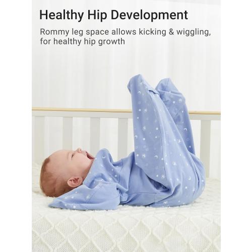 3-6 Months Blue GROWNSY Transitional Swaddle Sleep Sack 3-6 Months, Starfish Design Baby Swaddle Sack, Dual-Zipper for Easy Diaper Changes, Proper Hip Development & Openable Foot Button, 12-20lbs, Blue