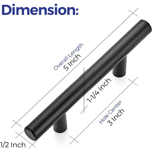 Ravinte 1 Pack 5 Cabinet Pulls Matte Black Stainless Steel Kitchen Drawer Cupboard Pulls Cabinet Handles 5 Length with 3 Hole Center