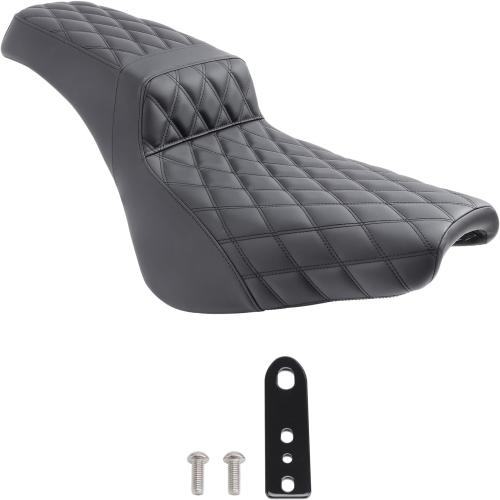 One-Piece Driver Rider and Passenger Seat for Harley Davidson Softail Standard Slim Deluxe Street Bob Heritage Classic 2018-2024 Black Motorcycle 2-Up Seat (Diamond Pattern)