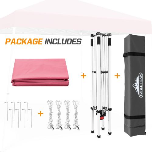 EAGLE PEAK 10x10 Slant Leg Pop Up Canopy Tent, Peach Pink | PeakPush™ Center Lock, Easy 1 Person Setup Pop Up Tent, Portable Sports & Camping Shelter, 10x10 Base 8x8 Top, Carry Bag