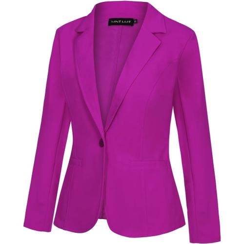 Women Long Sleeve Button Blazers Work Casual Office Notch Lapel Business Open Front Blazer Jacket with Pockets SIZE SMALL