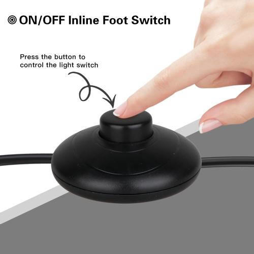 Helunsi 1Pcs Floor Lamp Foot Switch, Black Foot Pedal Switch, Round Floor Lamps Foot Inline Switch, Step ON Off Spring Push Button, for Foot Pedal Control Replacement Floor Lamp Extension Cord Parts