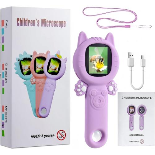 Kids Microscope – 500X Digital Pocket Handheld Microscope with Dual Cameras & Autofocus, STEM Educational Toy & Perfect Christmas Birthday Gift for Boys & Girls Ages 3 4 5 6 7 8 9 10 (Green)