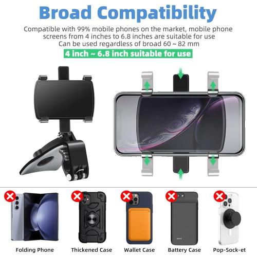 FONKEN Car Phone Mount, [2 Pack] Cell Phone Holder for Car 360 Degree Rotation Dashboard Clip Mount Car Phone Holder Compatible for iPhone 11 13/12 pro Max 8 8Plus Samsung S10 S9 S8 4~7 Smartphones