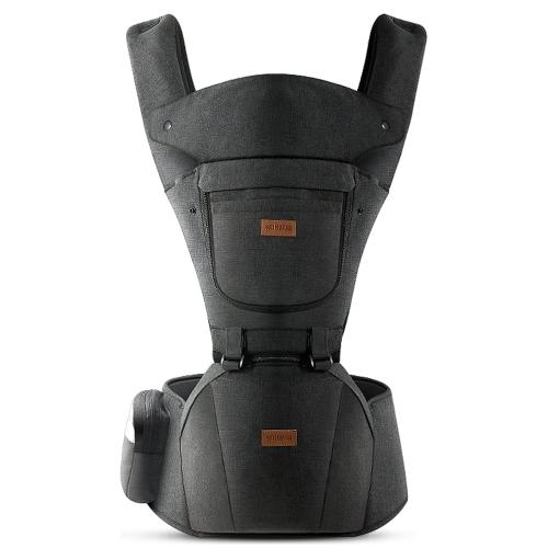 Baby Carrier with Hip Seat, Baby Carrier Newborn to Toddler, 6-in-1 Ways to Carry, All Seasons, Adjustable Baby Holder Carrier for Breastfeeding(Black)