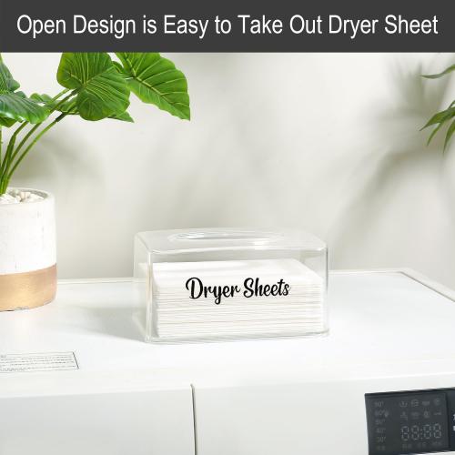 Dryer Sheet Holder, Clear Dryer Sheet Container, Dryer Sheet Dispenser Box for Laundry Room, Plastic Rectangular Tissue Box Holder Organization