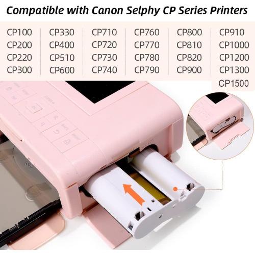 Replace for KP-108IN Canon Selphy Photo Paper & Ink for CP1200 1300 Printer | 3 Color Ink Toners & 108 (4x6) Photo Paper Set, work with CP1500 CP910 CP900 Photo Printer, 100 x 148mm Postcard Size