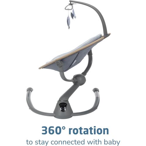 Maxi-Cosi Cassia Smart Baby Swing for Infants, Portable, Foldable Infant Swing with Music, 360 Rotation, 5 Speeds, 12 Melodies, EcoCare Fabric, Auto Motion Sensor, 2 Reclines, Classic Slate MAY HAVE MISSING ACCESSORIES PIECES