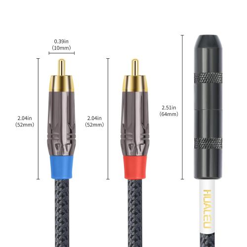Male RCA to 1/4 Female Stereo Audio Splitter Cable;6.35mm Female to 2 RCA Male Audio Cable-1Feet