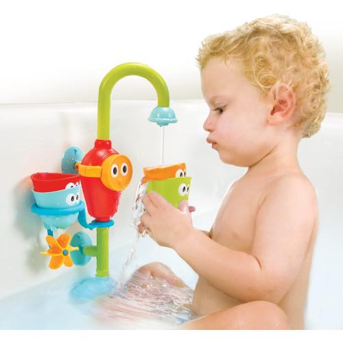 Yookidoo Toddler and Baby Bath Toy (Ages 1-3): Flow N Fill - 3 Stackable Play Cups - Battery Operated Interactive Hose Toy & Tumblers with Multiple Play Aspects - Make Bath Time Magical (No Mold)