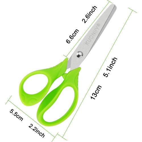 Kids Scissors with Comfort Grip Handles, 5 Inch Blunt Scissors for School and Classroom, Blue, Green, Pink, 6 Pack