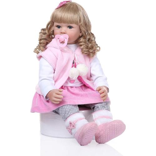 Pinky Reborn Lovely 24inch Reborn Baby Doll Realistic Real Looking Reborn Toddler Dolls Lifelike Soft Child Growth Partner Lovely Birthday Xmas Present