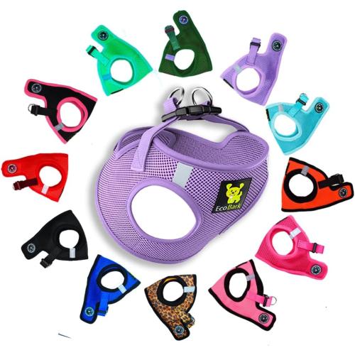 EcoBark Step in Dog Harness, Small & Medium Breed Dogs, Lavender, Medium | Reflective & Adjustable Body Halter Vest, Soft Mesh Toy Breed Dog Harness, No Pull, No Choke & Escape Proof Harnesses