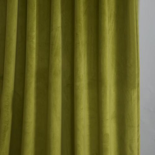 Olive Green Velvet Back Tab Curtains 108 inches Long, Block Light Thermal Insulated Window Drapes Panels for Living Room, W52 x L120, 2 Panels