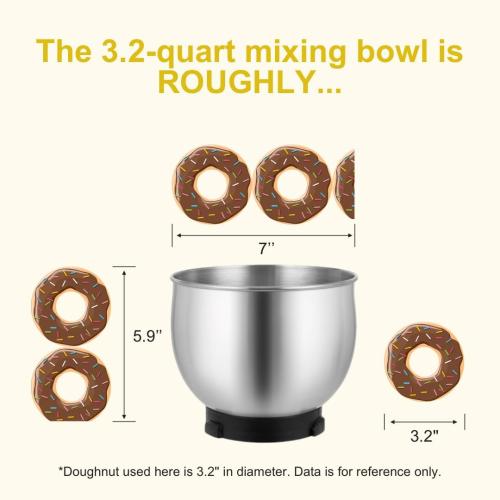 Kitchen in the box Stand Mixer,3.2Qt Small Electric Food Mixer,6 Speeds Portable Lightweight Kitchen Mixer for Daily Use with Egg Whisk,Dough Hook,Flat Beater