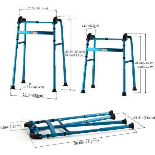 Foldable Stair Climbing Walker for Seniors, Adjustable Height Wheel-Free Walking Aid, Lightweight Aluminum Alloy Support Up to 300lbs, Portable Stair Assist Bar for Elderly & Mobility Impaired