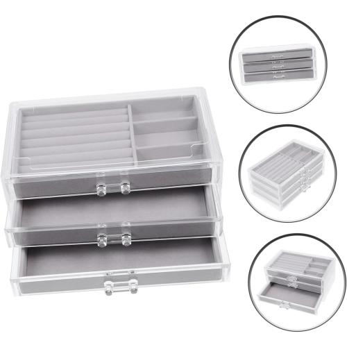 Jewelry Boxes Drawer Acrylic Trinket Organizer Lightweight Jewelry Storage for Home Shop Travel